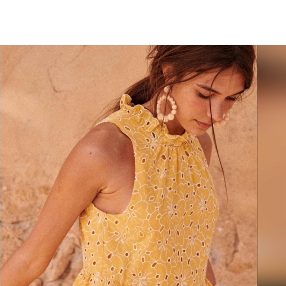 Sézane Yellow Zendaya Eyelet Midi Dress - Picture 4 of 8